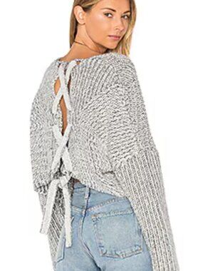 Anthropologie StyleStalker Hart Cropped Sweater White/Charcoal XS